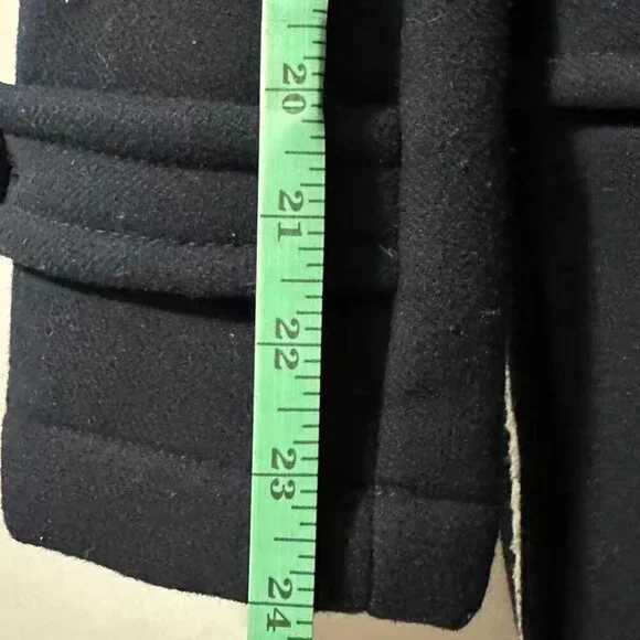 Zara Basic Women's Ladies Dark Blue Navy Wool Coat Jacket with Hood Size (L) - Picture 11 of 12